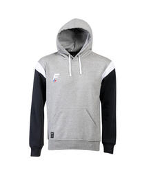 Sweat capuche de rugby Force XV CONQUETE enfant gris-noir