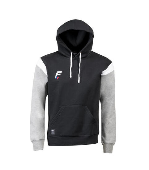 Sweat capuche de rugby Force XV CONQUETE noir-gris