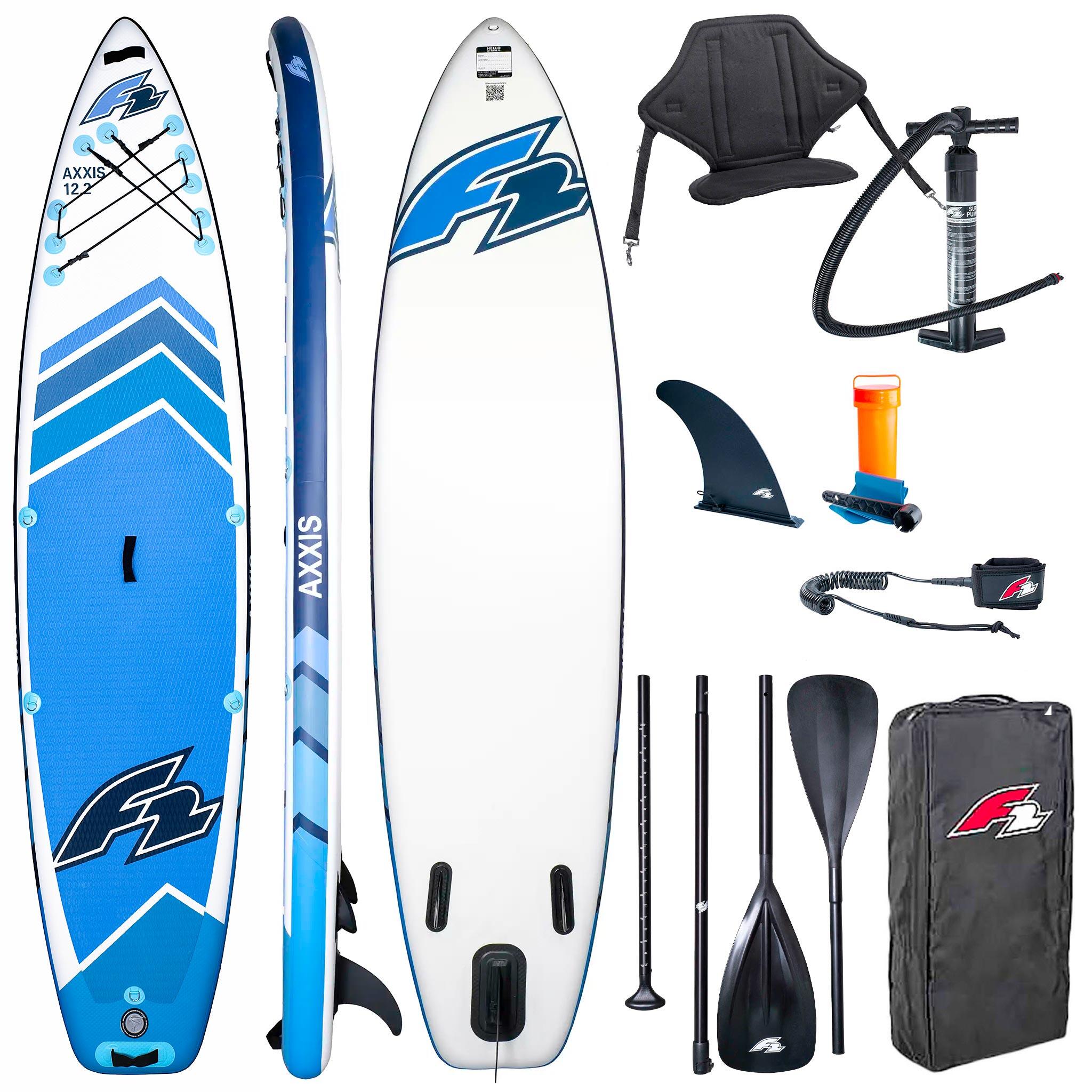 F2 SUP F2 opblaasbaar board Axxis 12'2” Lichtblauw Combo Peddel 2in1 kajakzitje