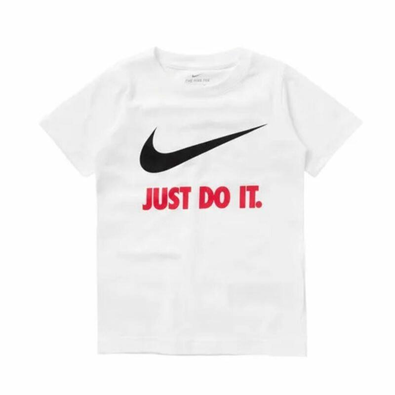 T-Shirt met Korte Mouwen voor kinderen Nike Swoosh Just Do It Wit