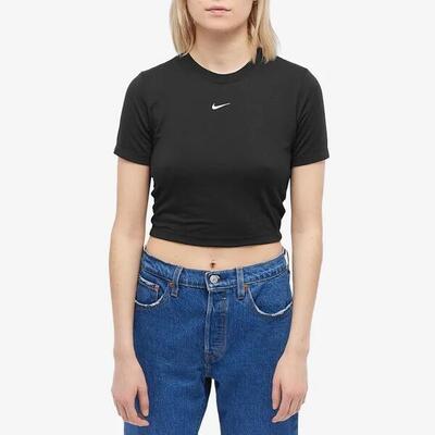 T-shirt vrouw nike sportswear essential slim-fit crop zwart