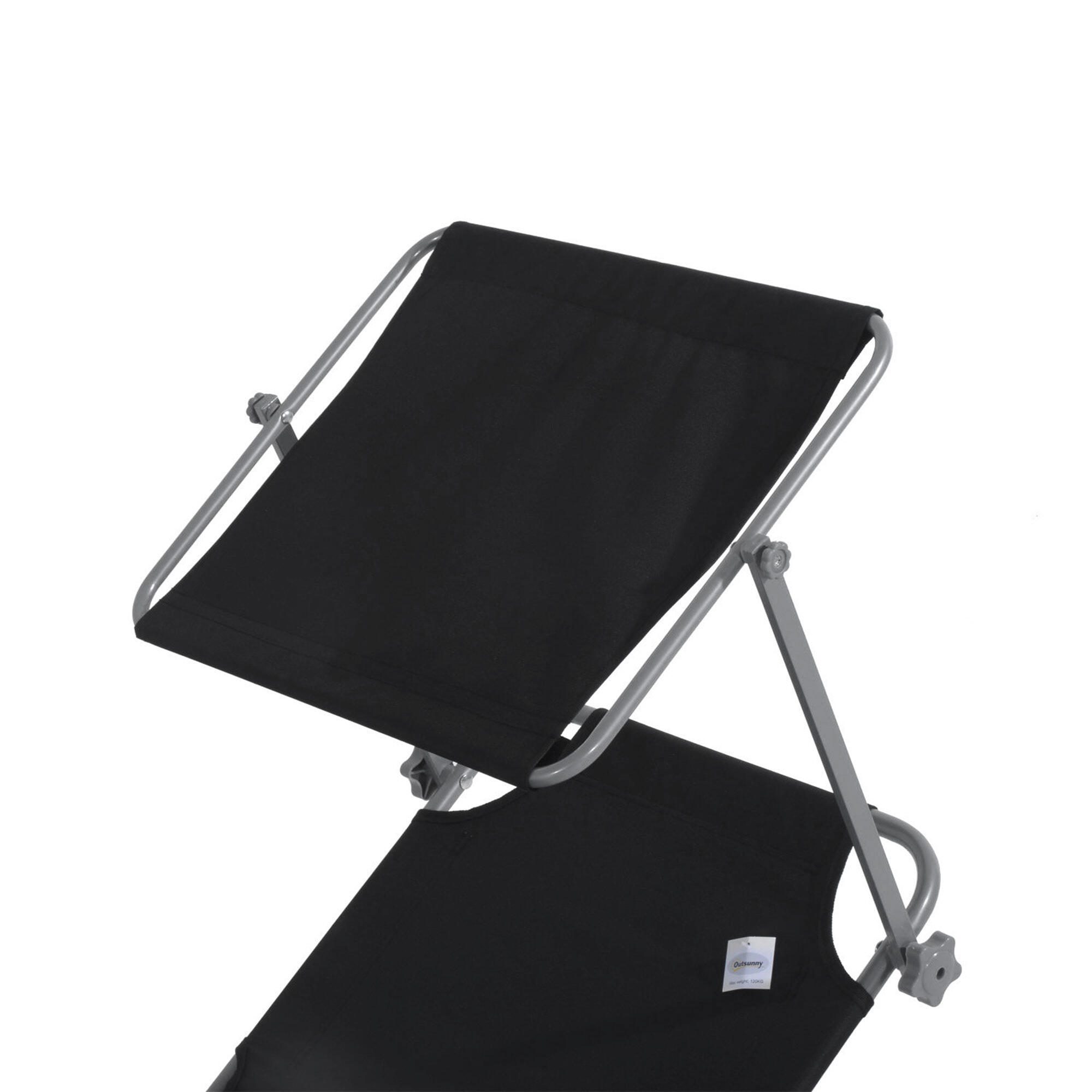 Tumbonas Plegables Outsunny 187x58x36 cm Negro 4/7