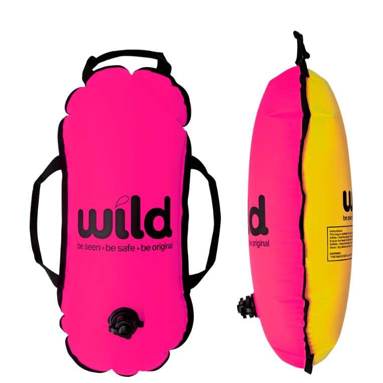 DIPPY SWIM CO Dippy Wild Swim Tow Float for Open Water Swimming | Pink & Yellow