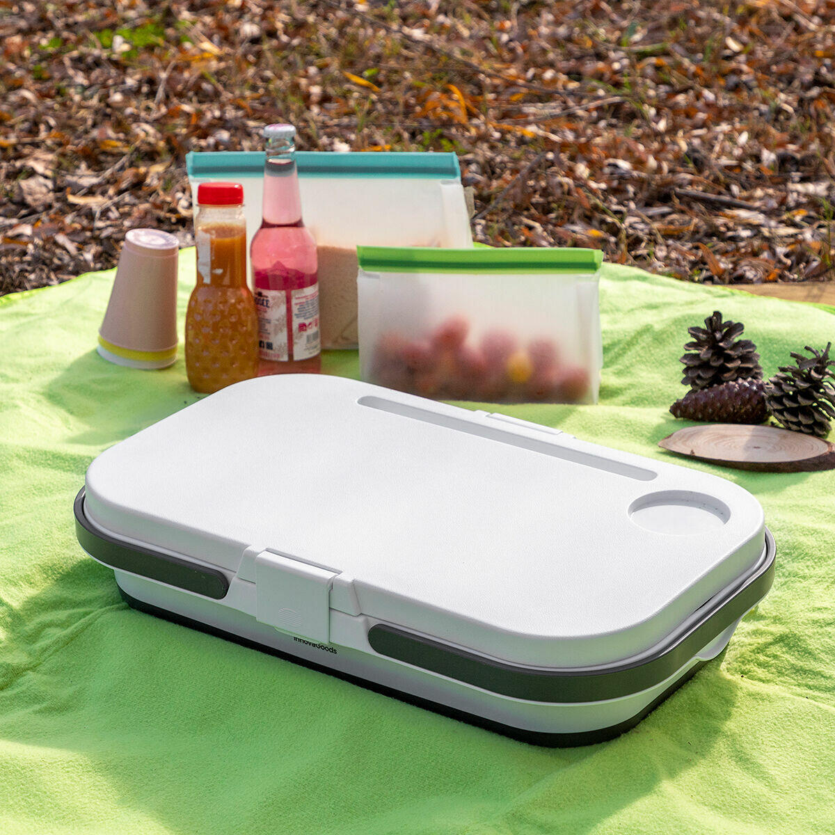 Cesta de Picnic Plegable con Tapa-Mesa InnovaGoods Polipropileno 3/4