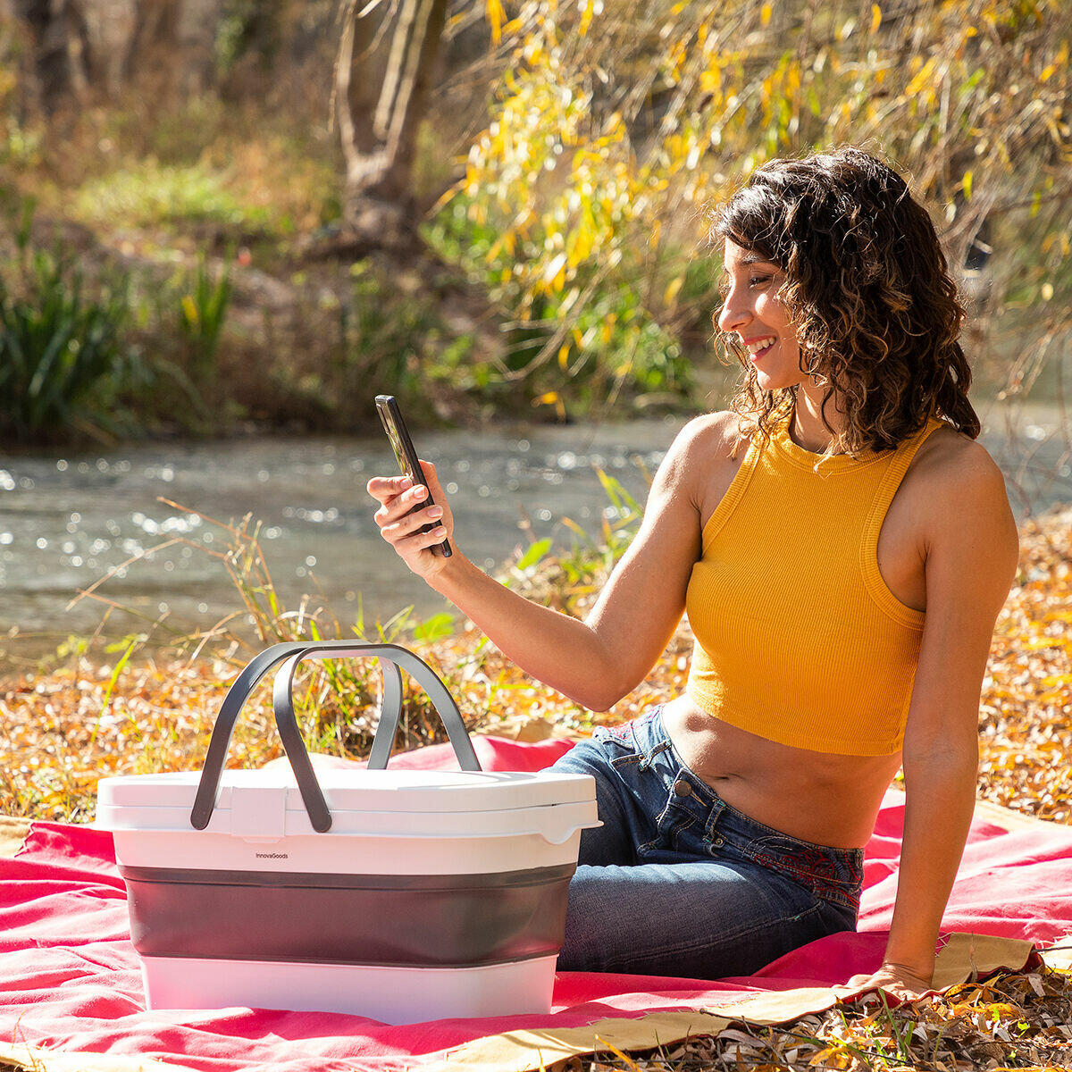 Cesta de Picnic Plegable con Tapa-Mesa InnovaGoods Polipropileno 2/4
