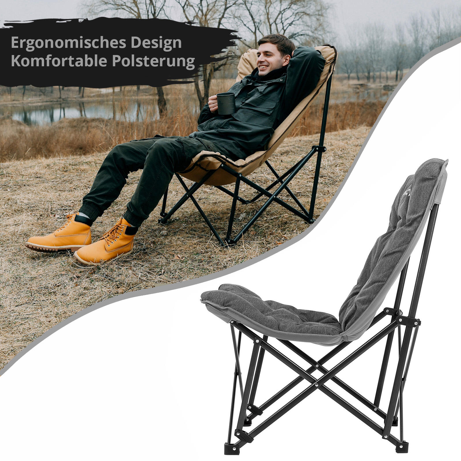 Sedia da Campeggio Lindon Relax butterfly chair lounge acciaio 136kg 7/7