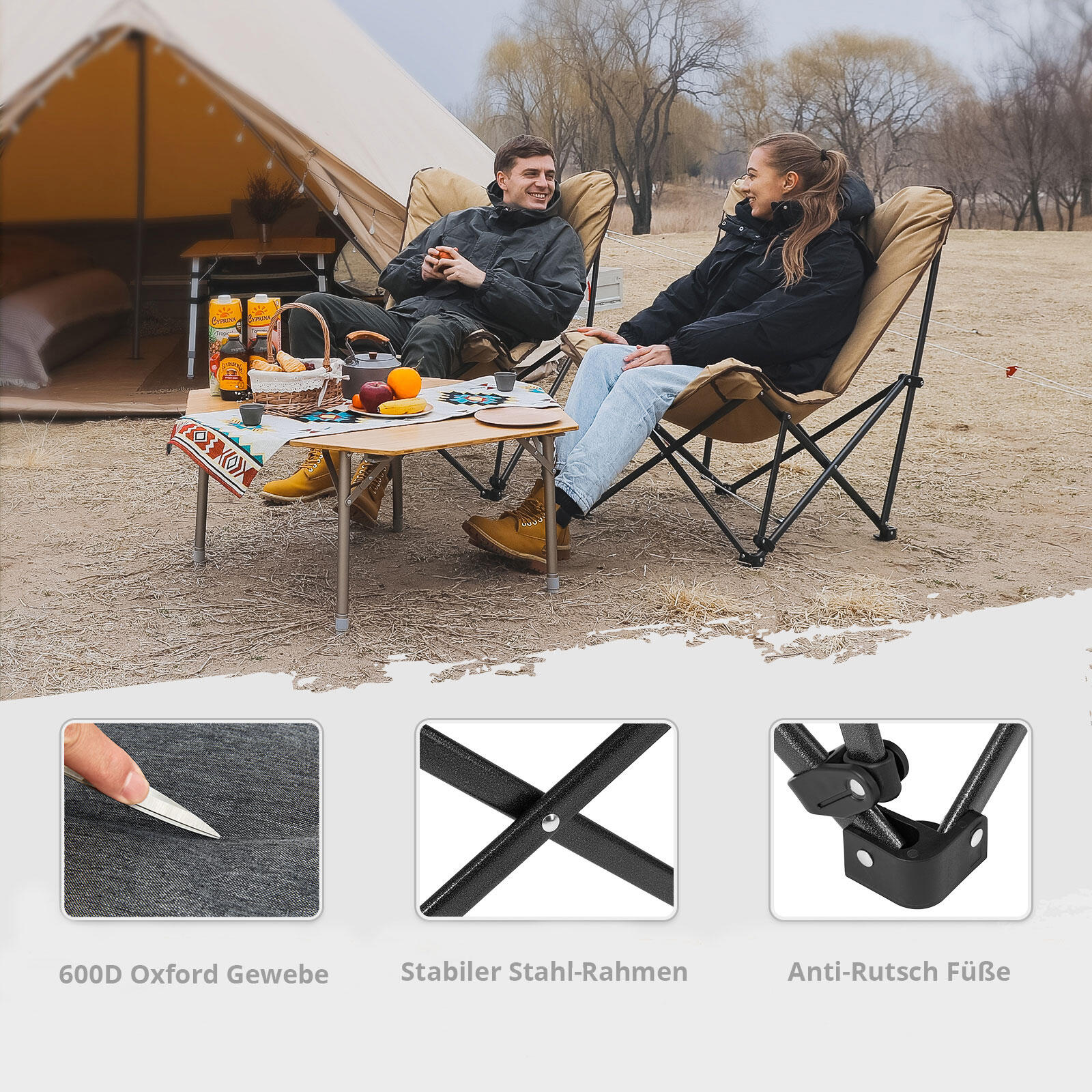 Lindon Relax Butterfly Lounge Campingstoel Staal 136kg 5/5