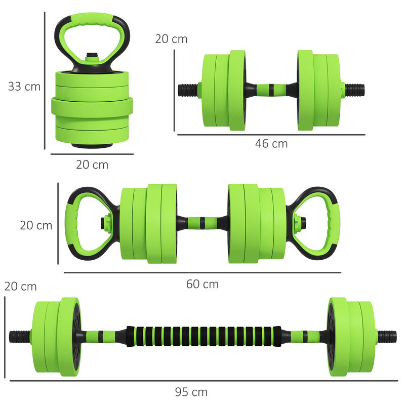 Conjunto de halteres 20kg 95x20x20 cm verde SPORTNOW