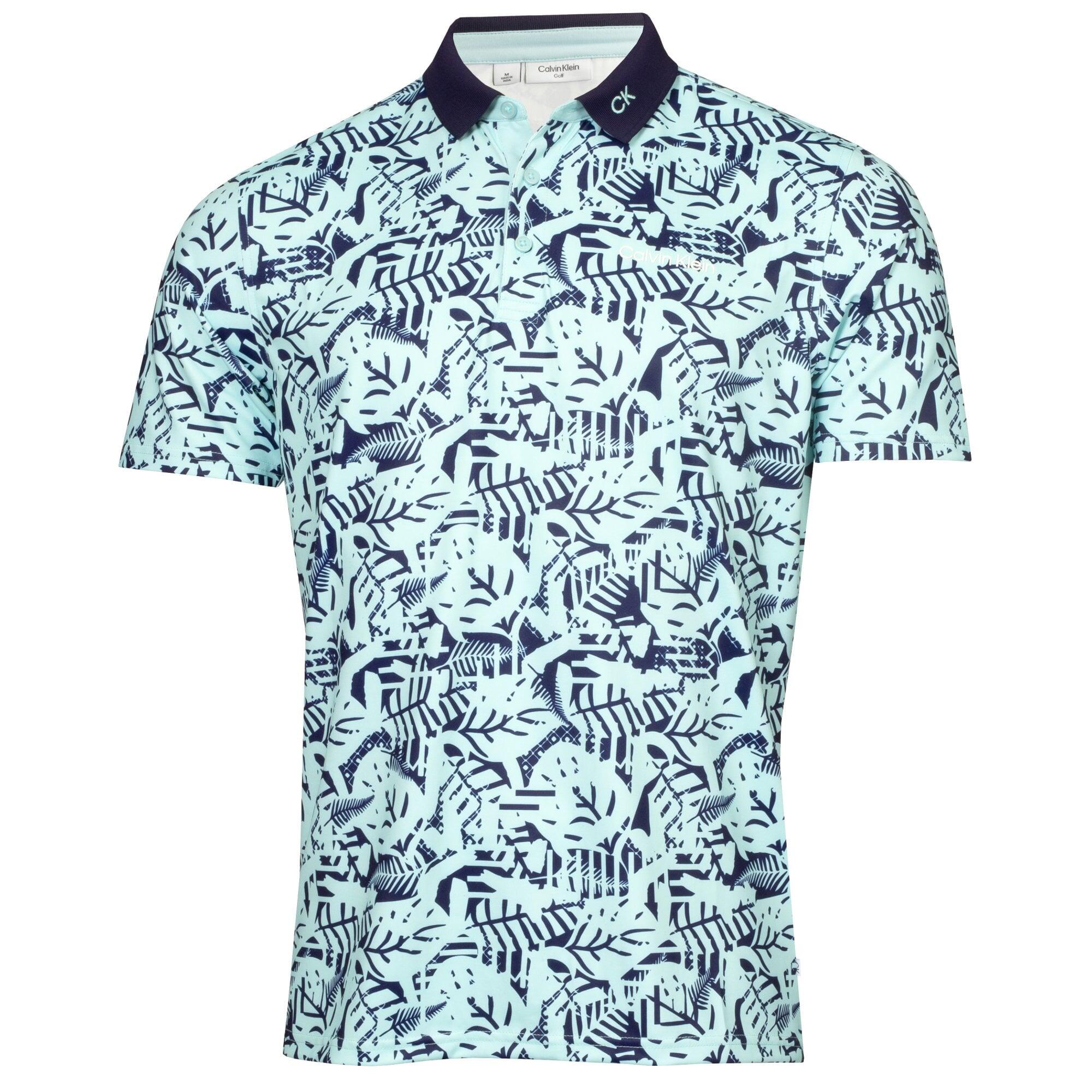 Calvin Klein Abstract Print Polo - Aqua/Evening Blue 1/4