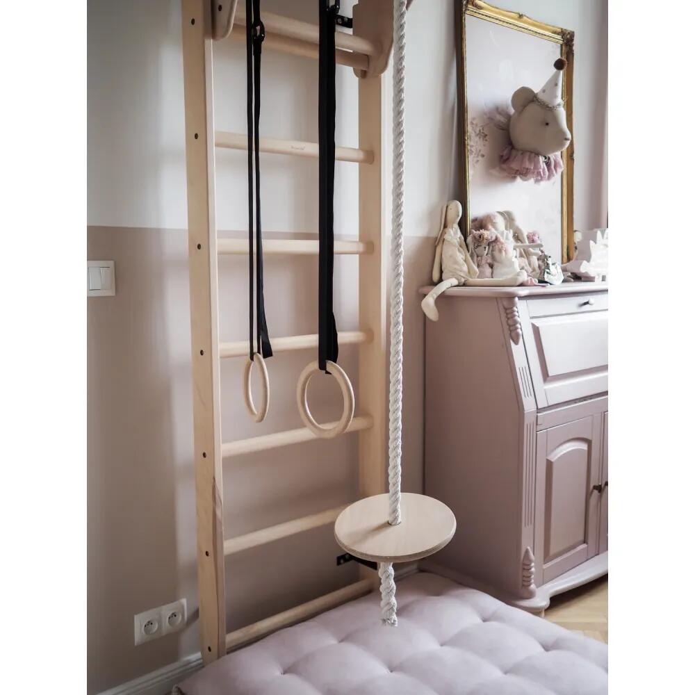 Anneaux et balançoire BenchK pour espalier — contreplaqué beige, sangles 210 cm 2/7