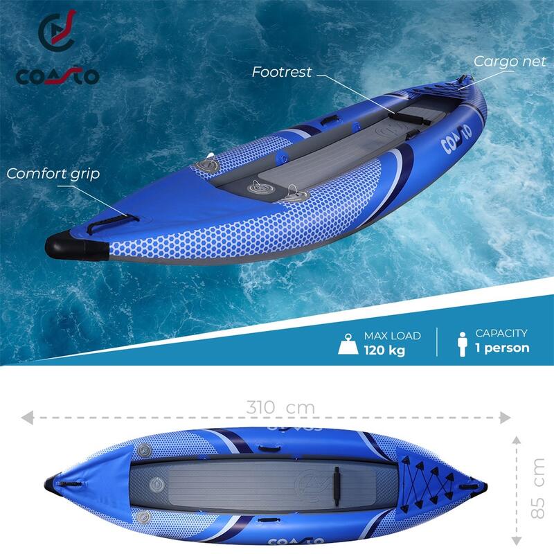 Kayak Gonflabile Lotus 1 Posto - Massimo 120 kg - 310x85 cm (10'2x33") - Blu