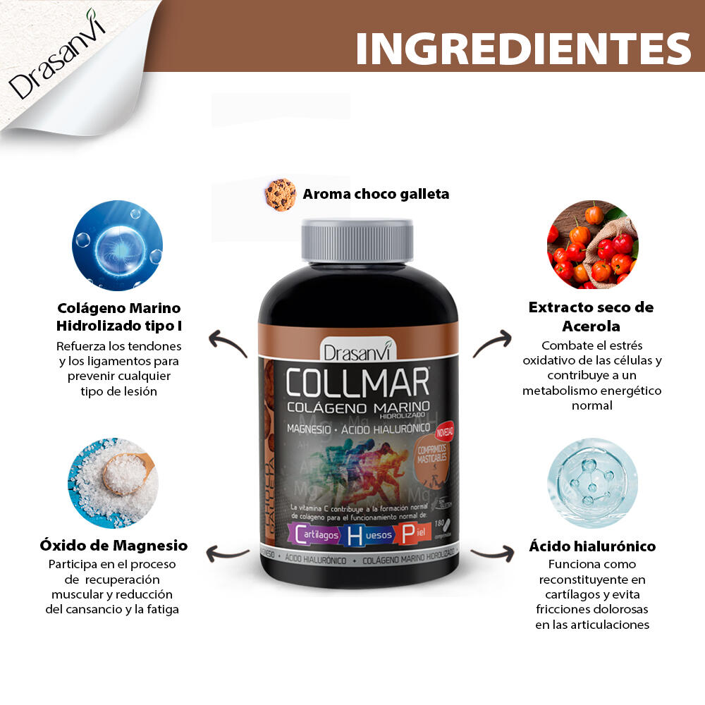Collmar - Colágeno Marino Hidrolizado - 180Comprimidos Masticables - Sabor Choco 6/6
