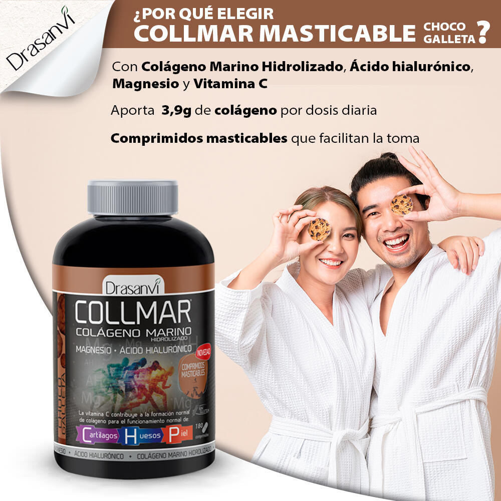 Collmar - Colágeno Marino Hidrolizado - 180Comprimidos Masticables - Sabor Choco 4/6