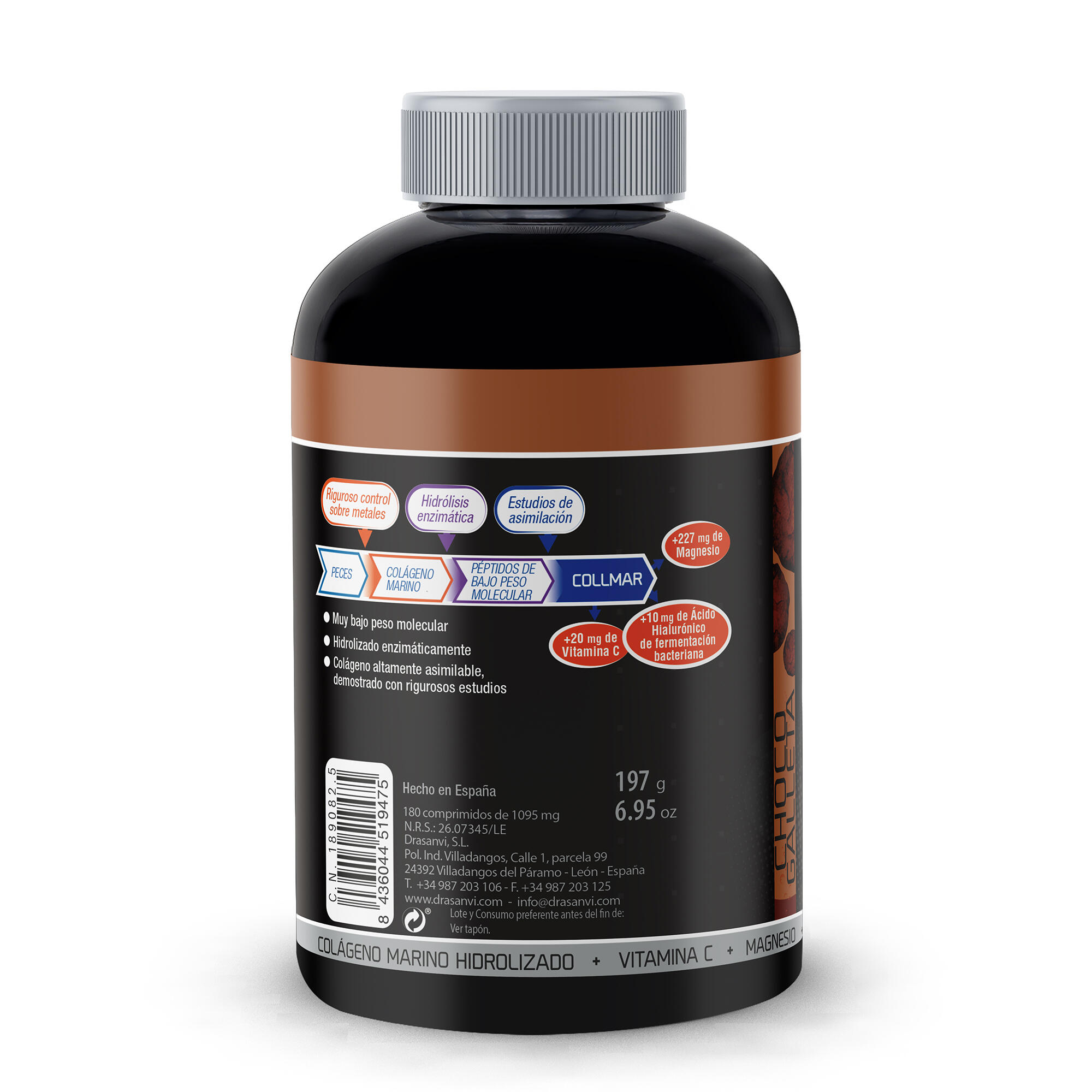 Collmar - Colágeno Marino Hidrolizado - 180Comprimidos Masticables - Sabor Choco 3/6