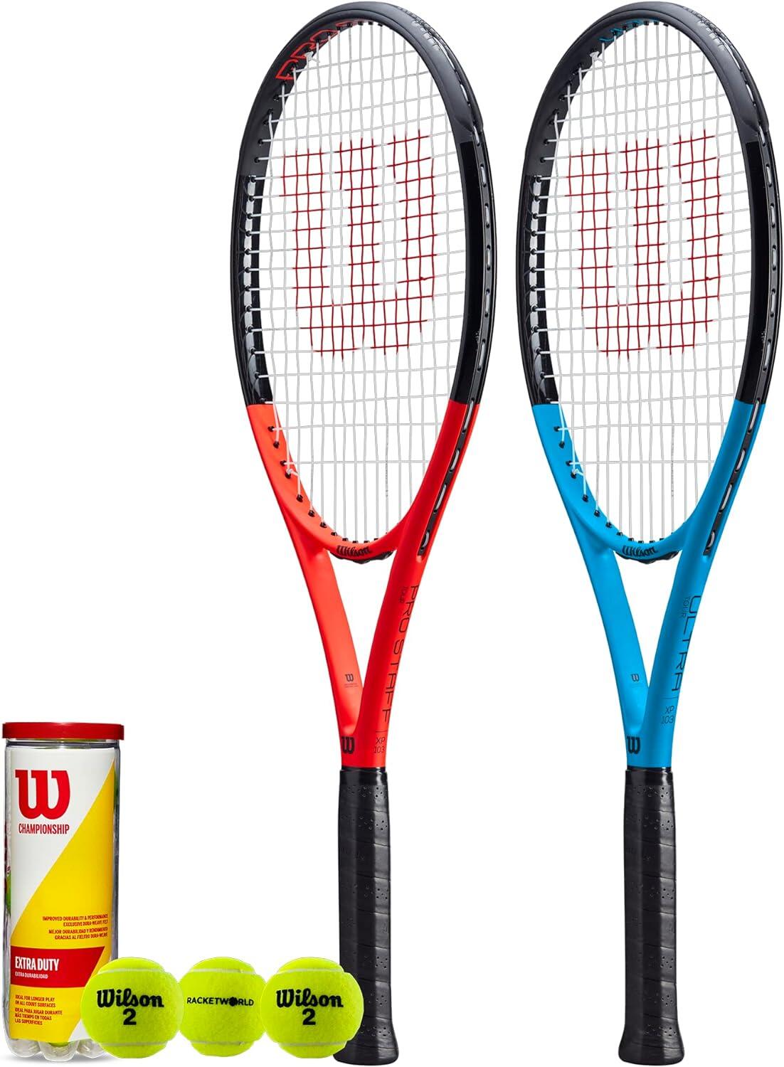 WILSON Wilson Tour XP 103 Graphite Tennis Racket Twin Set & 3 Tennis Balls