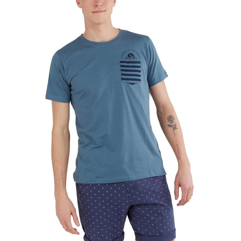 Jaggy Pocket T-shirt z krótkim rękawem - niebieski