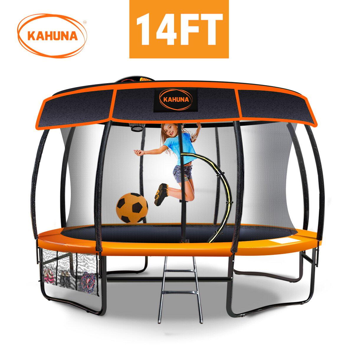 Kahuna Trampoline Safety Net Spring Pad Mat Roof With Basketball