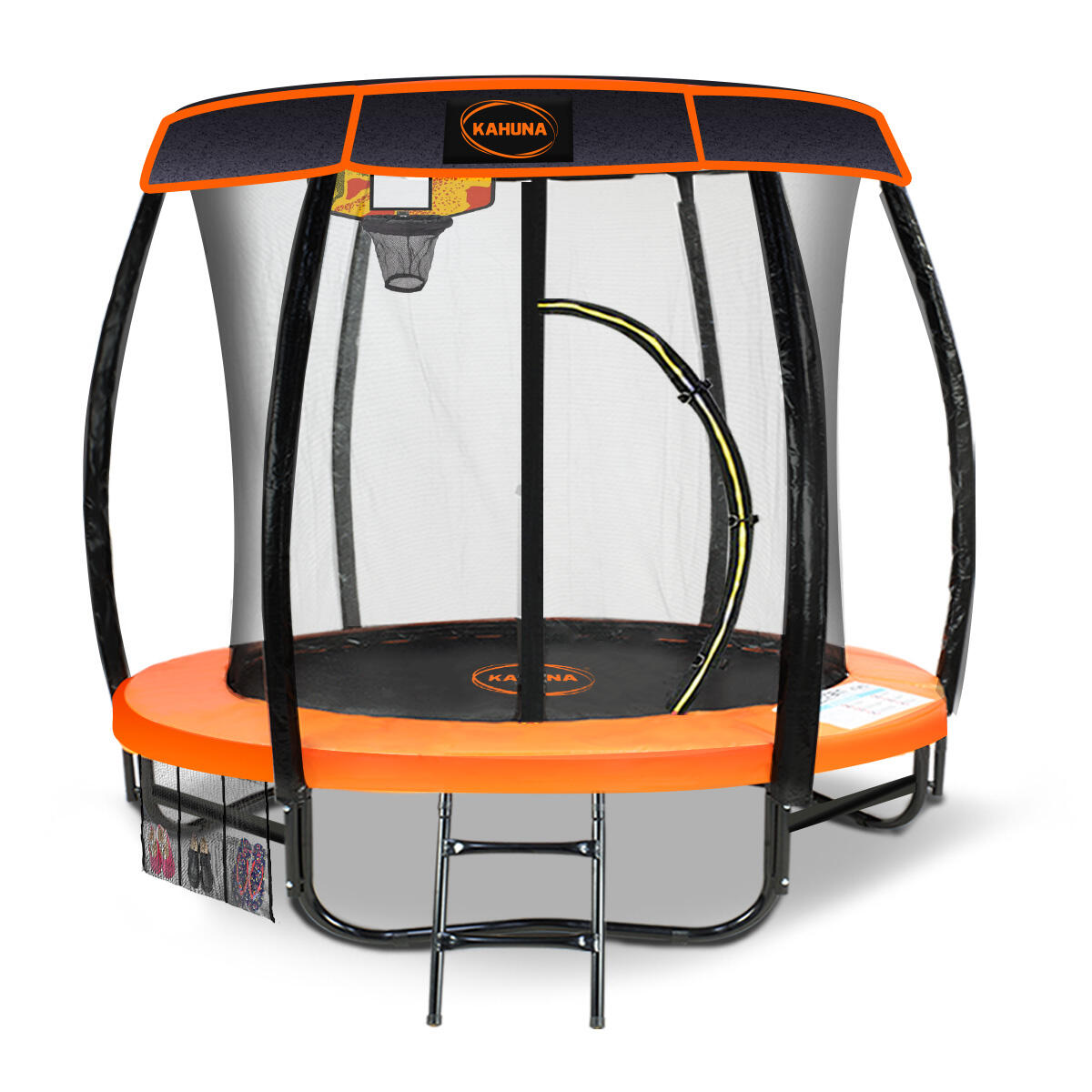 Kahuna Trampoline with Basketball set and Roof