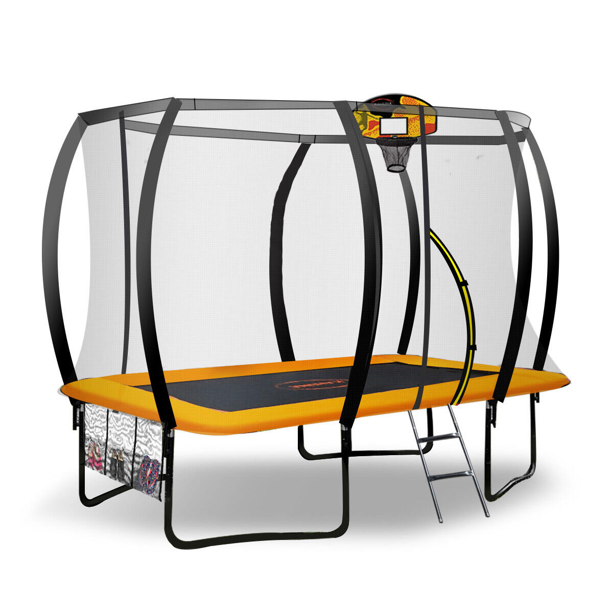 Kahuna Trampoline 8ft x 11ft Rectangular with Basketball Set
