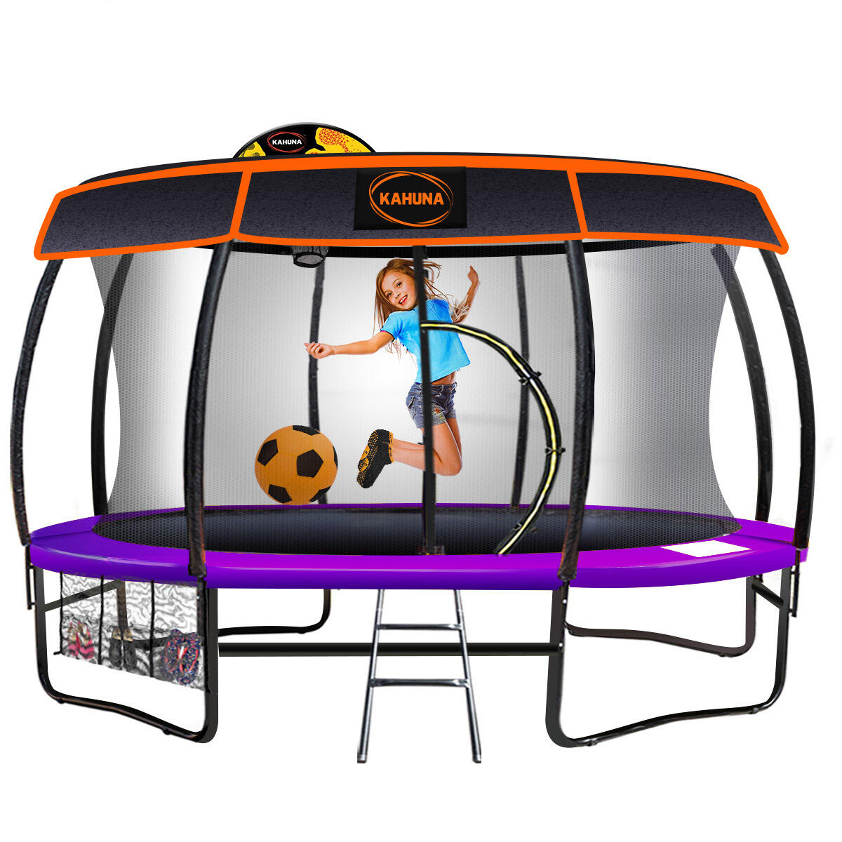 Trampoline Kahuna with Basketball set and Roof