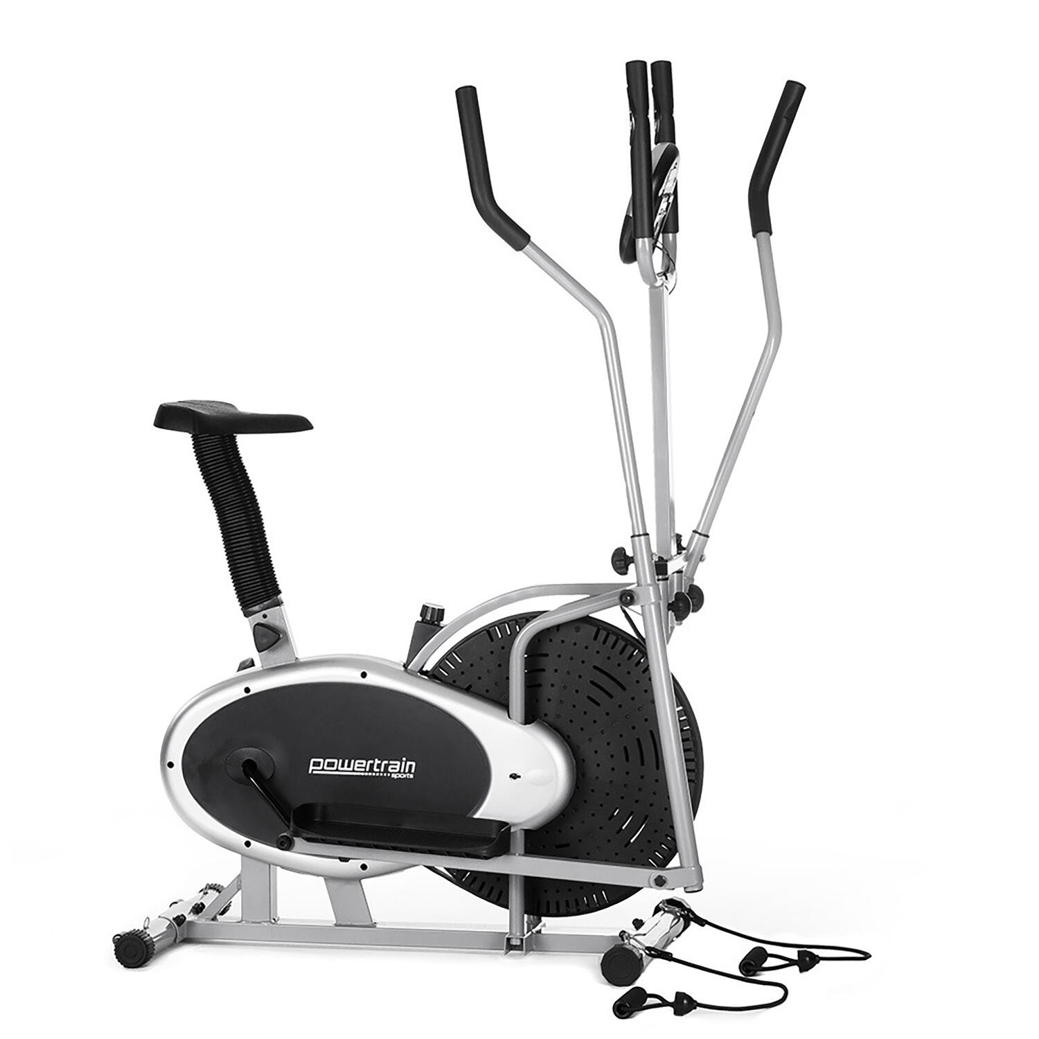 Powertrain 3 in 1 Elliptical Cross Trainer Exercise Bike with Resistance Bands