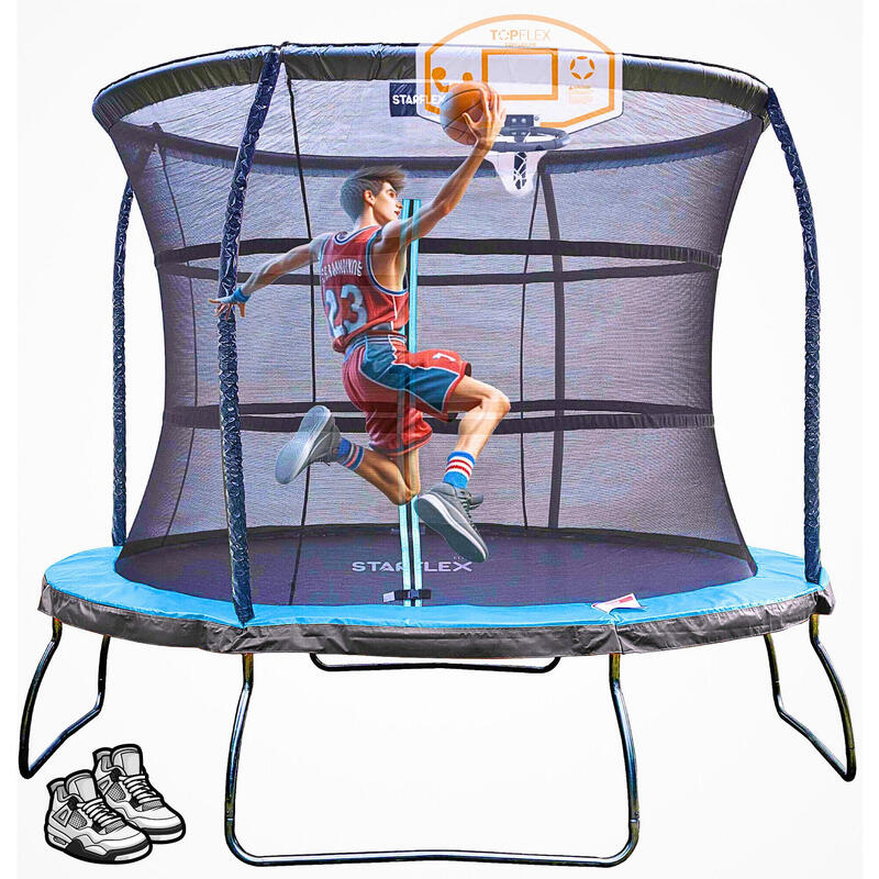 STARFLEX Pro Trampoline Extérieur Enfant Ø 305 cm + Pack Basket (Ballon Offert)