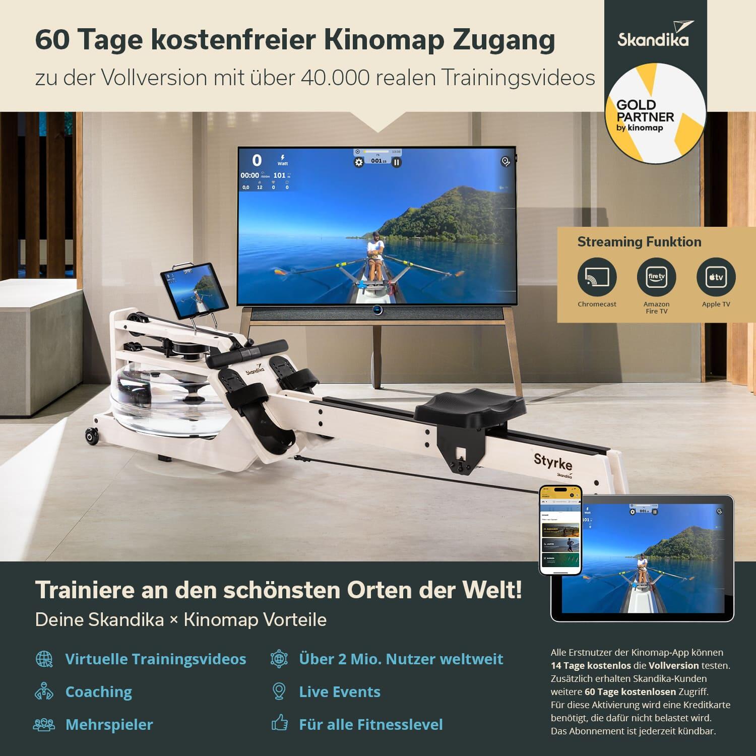 Vogatore ad acqua in legno - Styrke Premium - Fitness - Bluetooth - 211x54x68cm 5/7