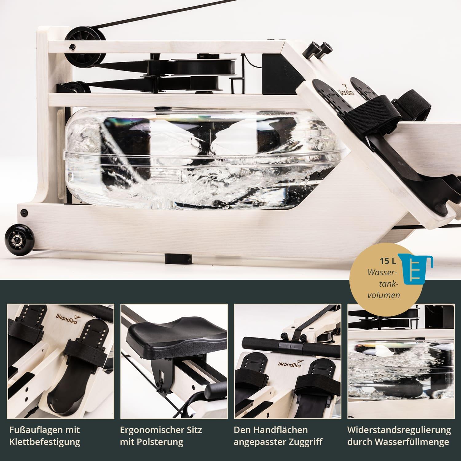 Vogatore ad acqua in legno - Styrke Premium - Fitness - Bluetooth - 211x54x68cm 4/7