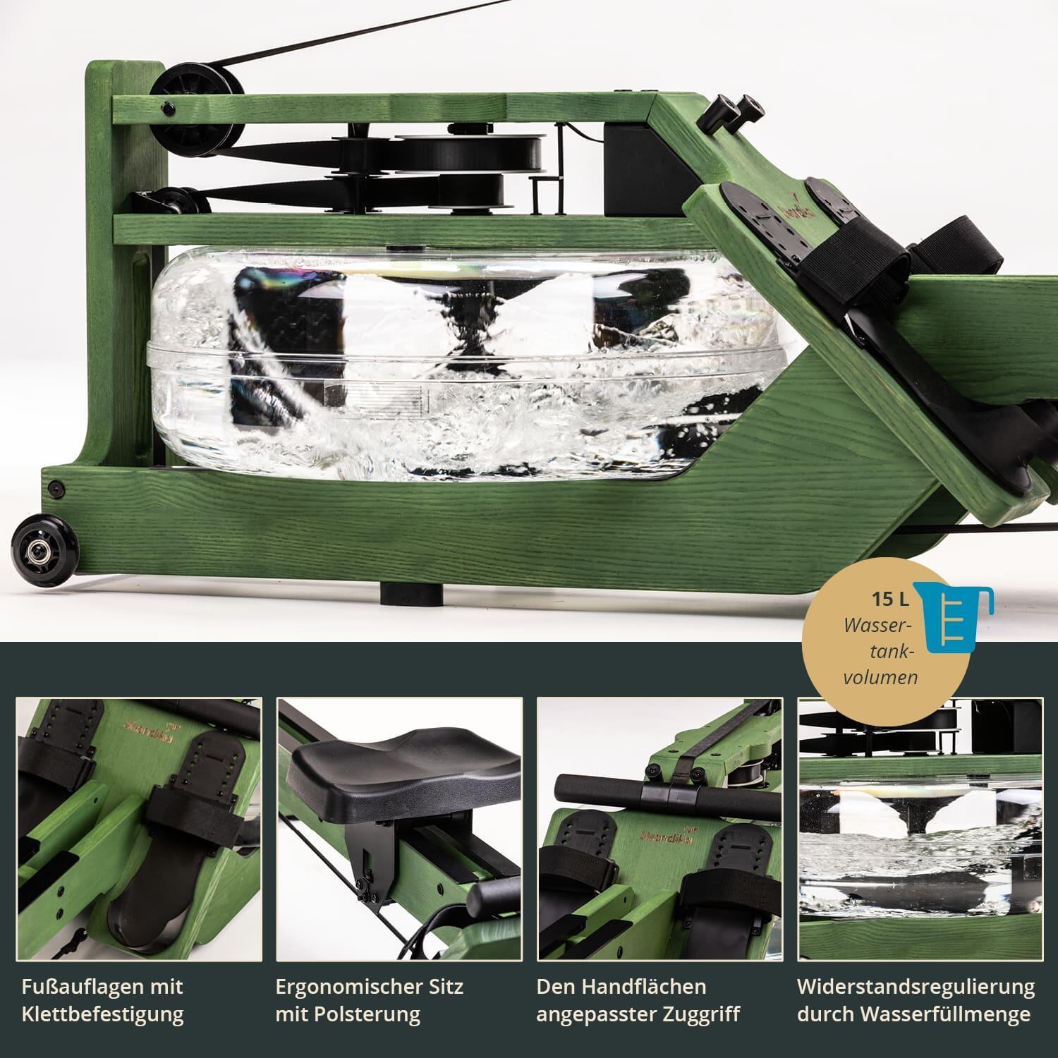 Water roeimachine - Styrke Premium Essenhout - Bluetooth - 211x54x68cm 4/7