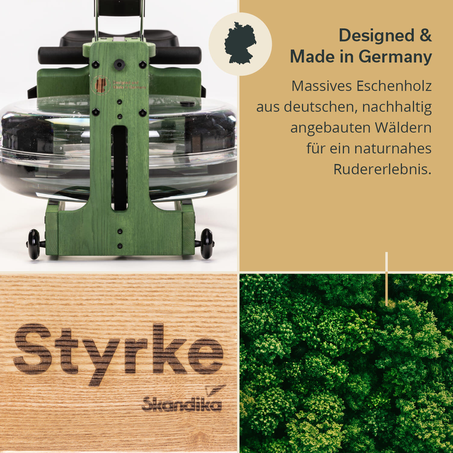 Water roeimachine - Styrke Premium Essenhout - Bluetooth - 211x54x68cm 2/7