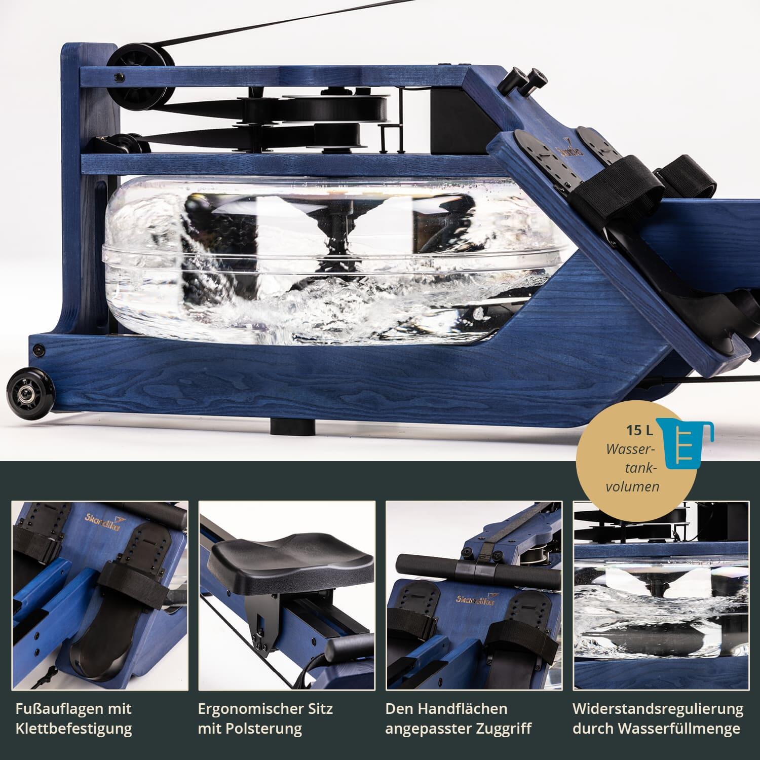 Water roeimachine - Styrke Premium Essenhout - Bluetooth - 211x54x68cm 4/7