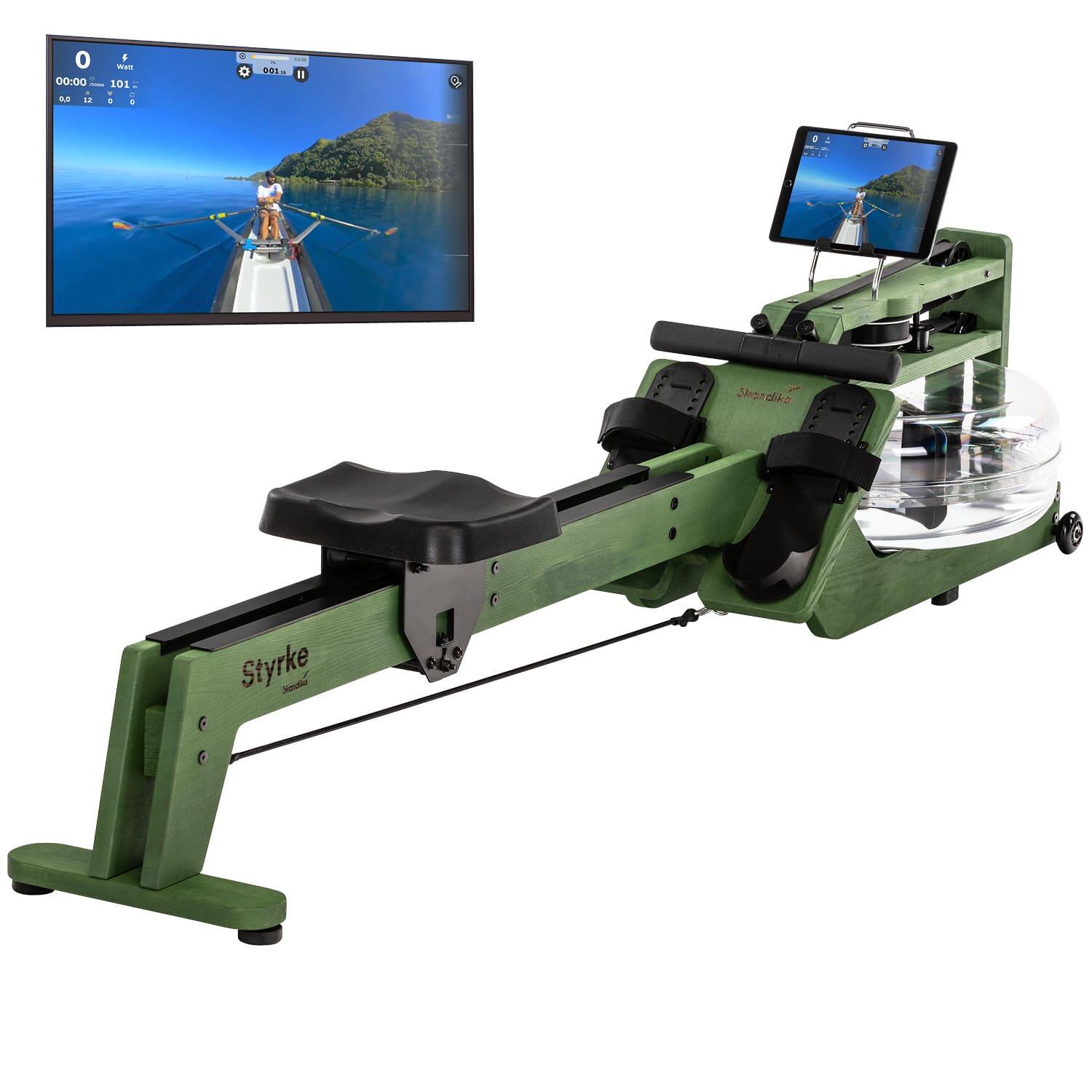 Skandika - Rameur À Eau - Styrke Premium - Bois De Frêne- Bluetooth - 211x54x68cm - Rameur - Vert - Taille Unique - Decathlon