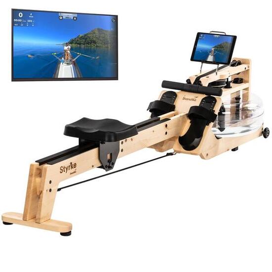 Rameur à eau - Styrke Premium - Bois de cembro - Bluetooth - 211x54x68cm