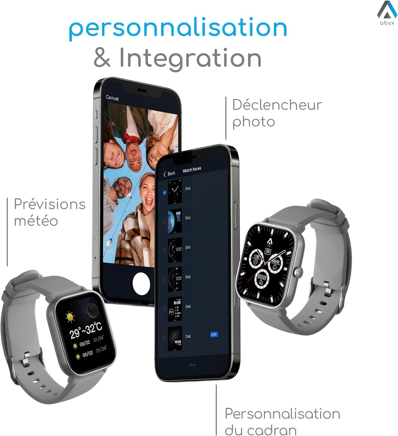 Montre Connectée Étanche Multisport - Abyx Fit Ozone 3 - Grise 6/7