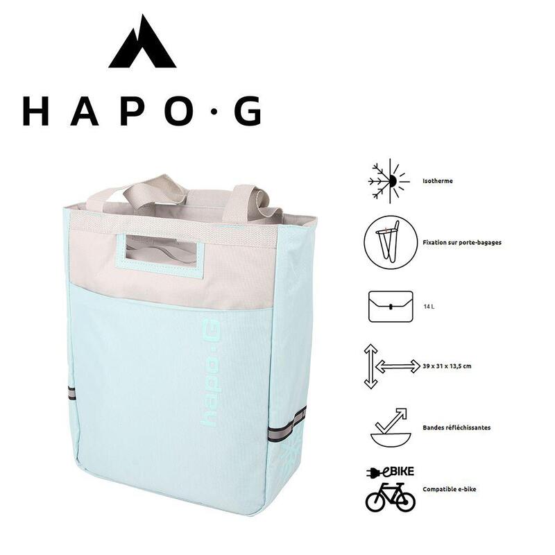 Sac isotherme porte bagage 14L Bleu/Gris - Vélo électrique, VTT, VTC - HAPO-G