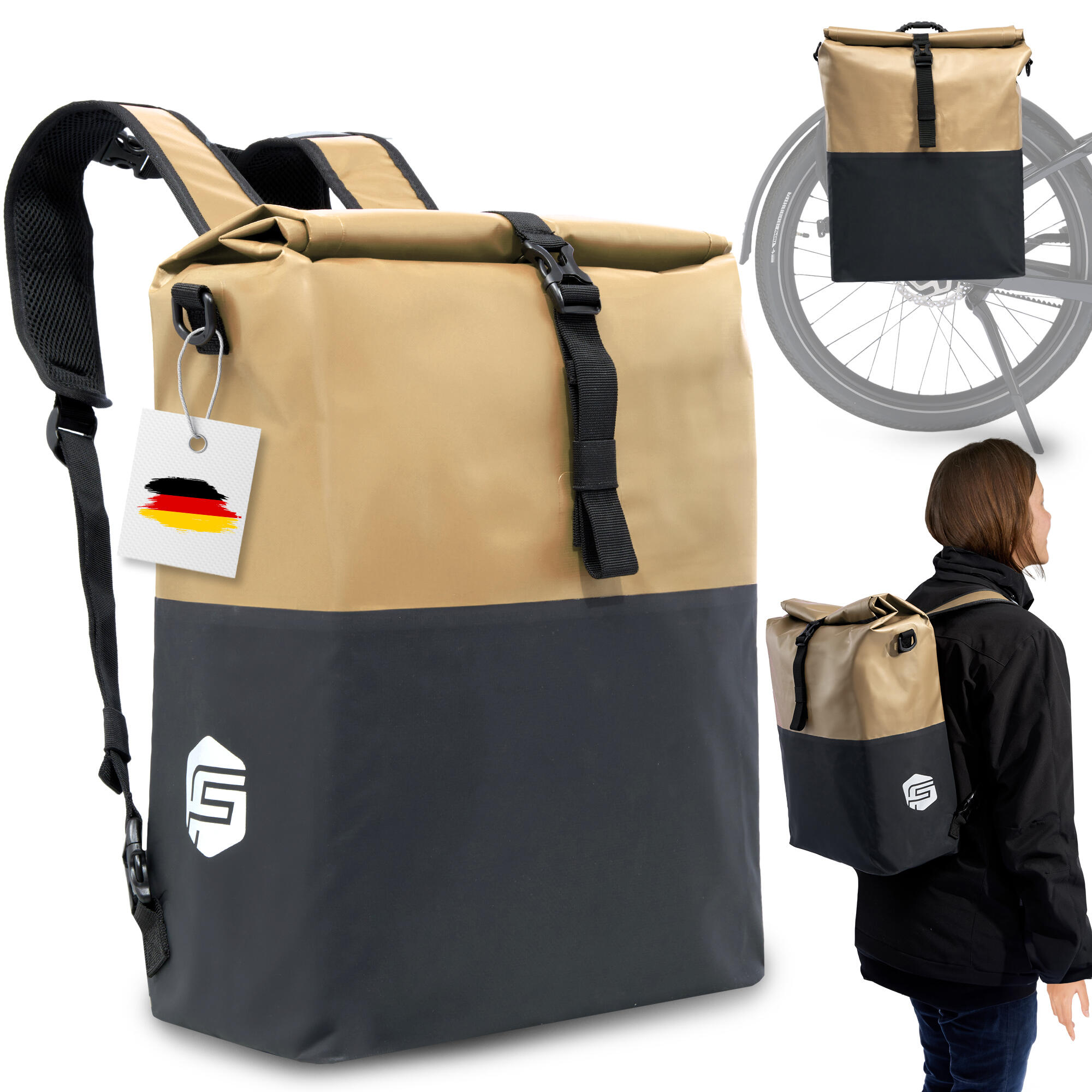 FORRIDER Fahrradtasche 3in1 27L - Wasserdichte Gepäckträgertasche & Rucksack