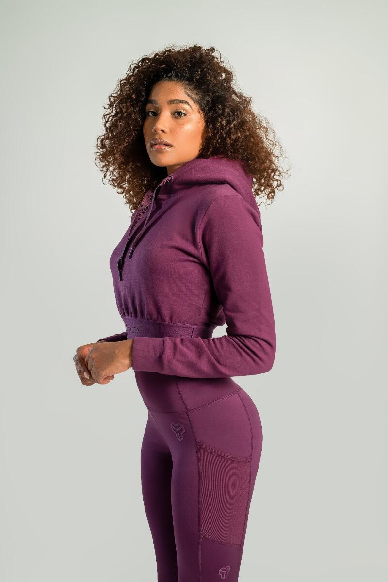 Donna palestra felpa con cappuccio Plum Essential Cropped 3/6