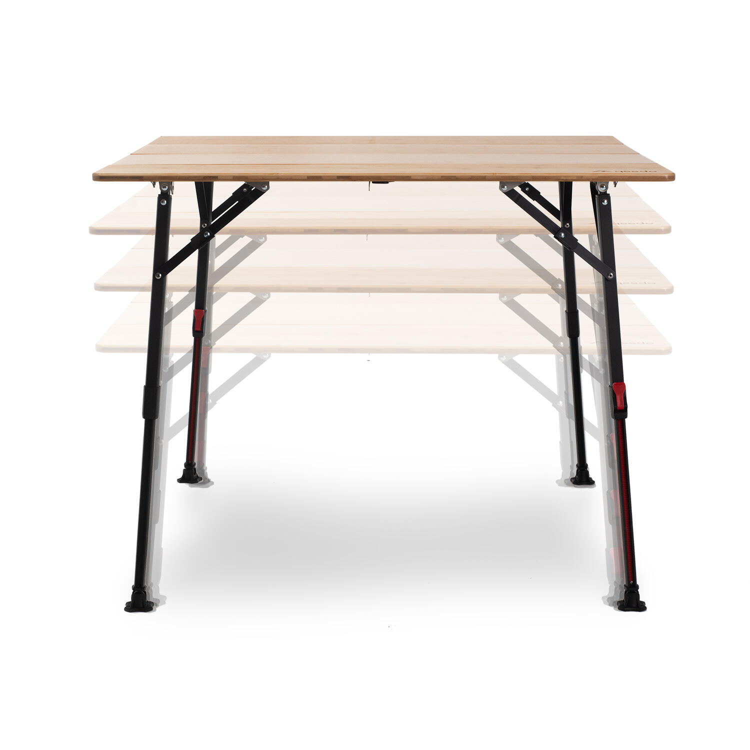Quick Kimmy L 110x110 cm Campingtisch faltbar Bambus 4-6 Pers. höhenverstellbar 3/8