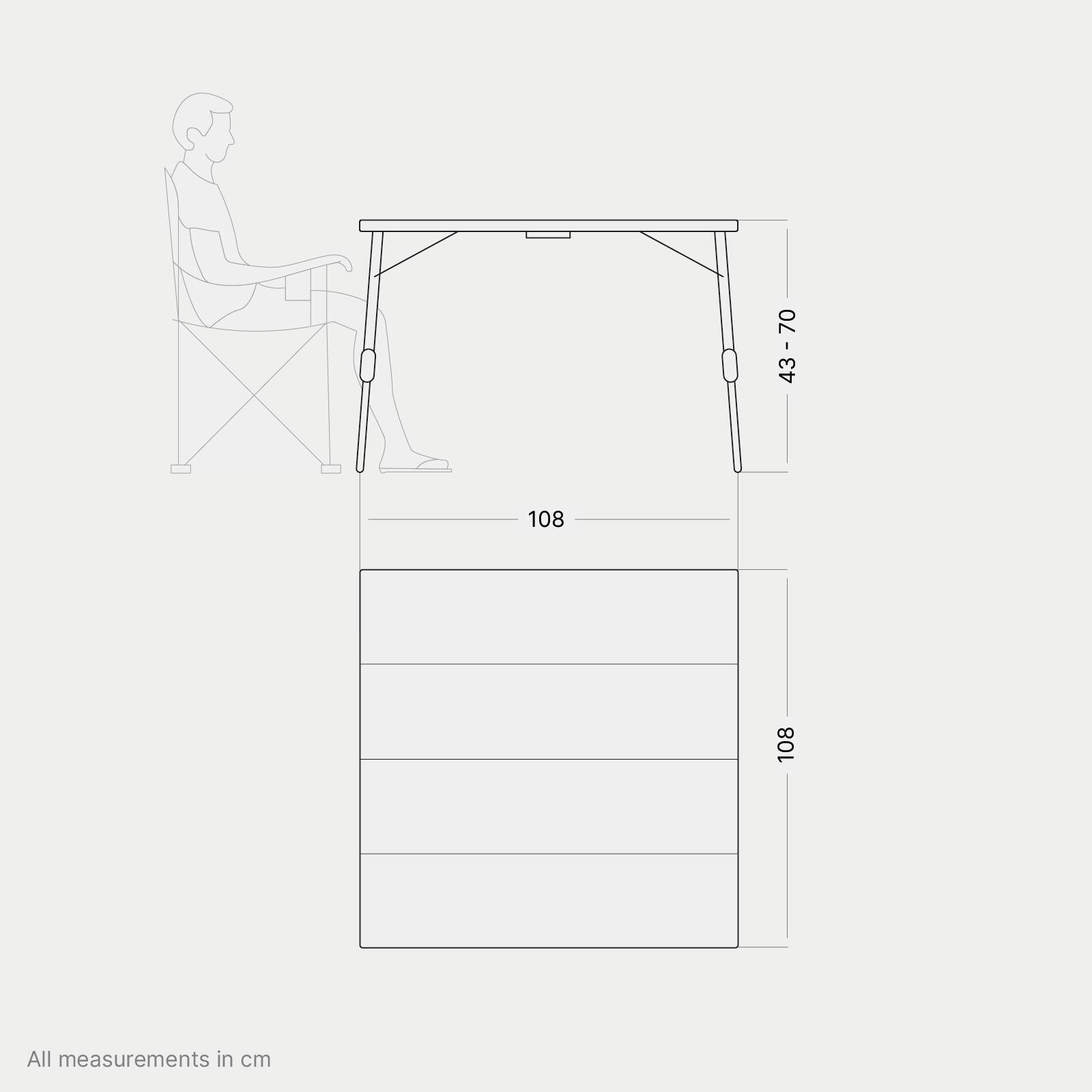 Quick Kimmy L 110x110 cm Campingtisch faltbar Bambus 4-6 Pers. höhenverstellbar 2/8