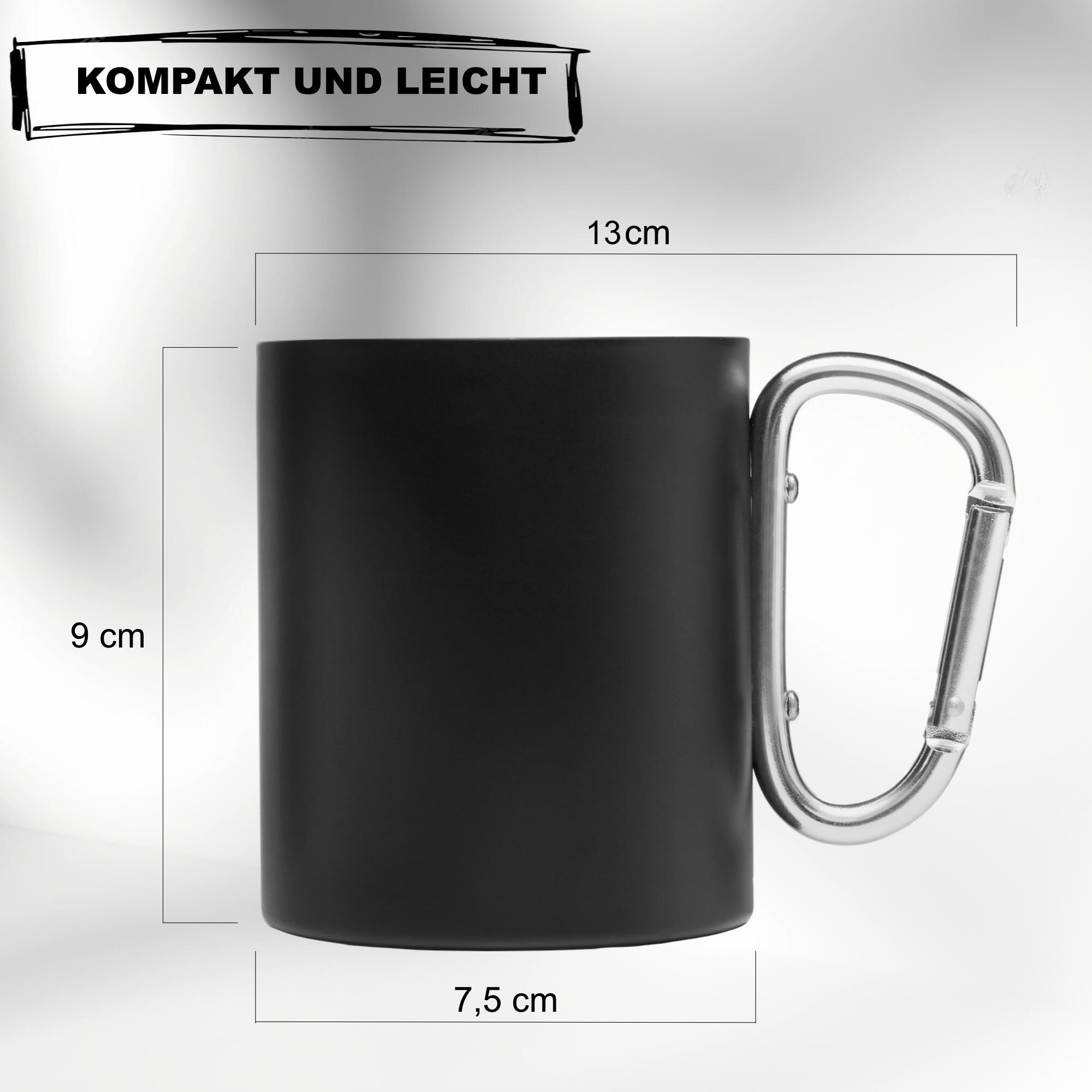Edelstahl Becher mit Karabinerhaken Trinkbecher 300 ml Kaffeebecher 4/7