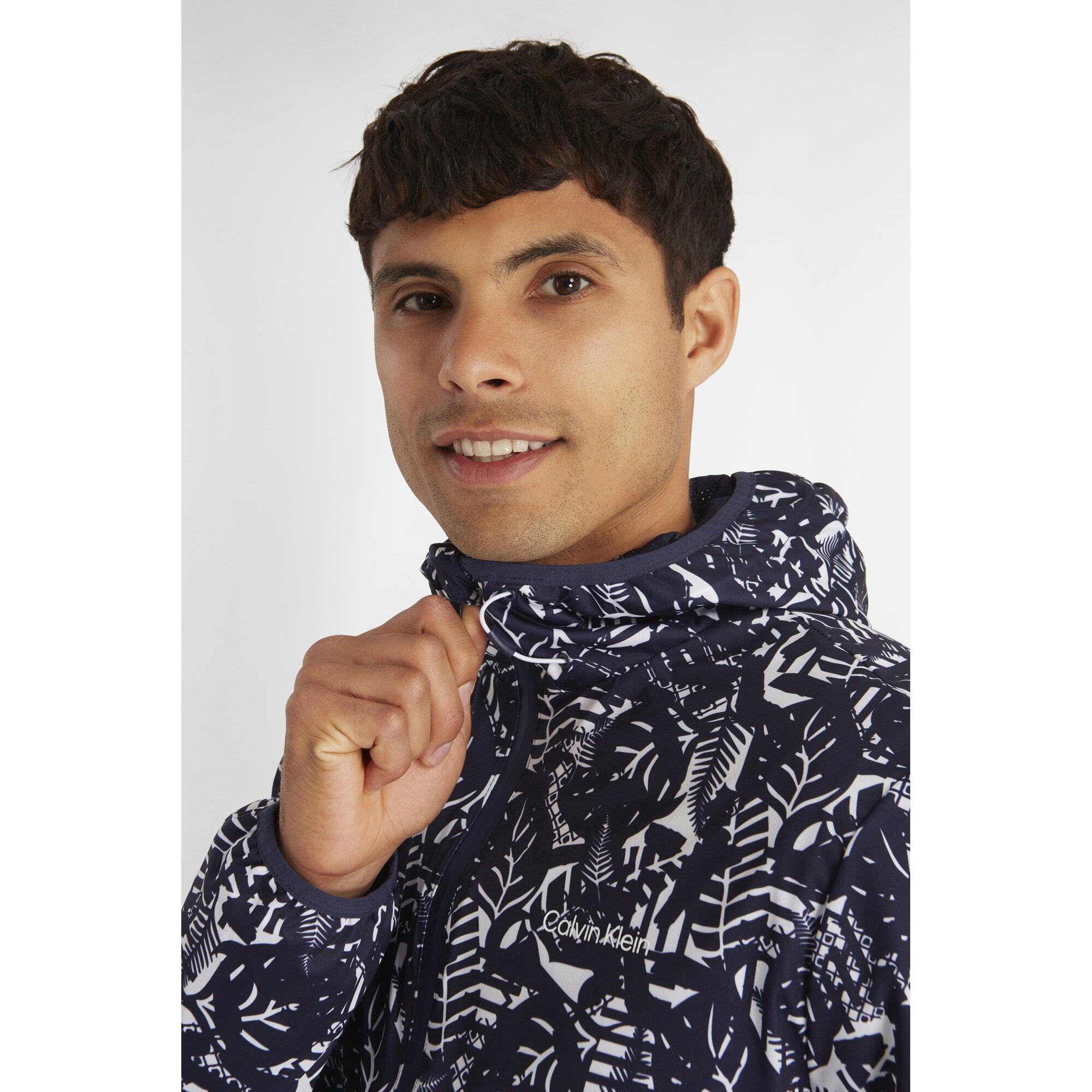 Calvin Klein Printed Windbreaker - White/Evening Blue 3/5