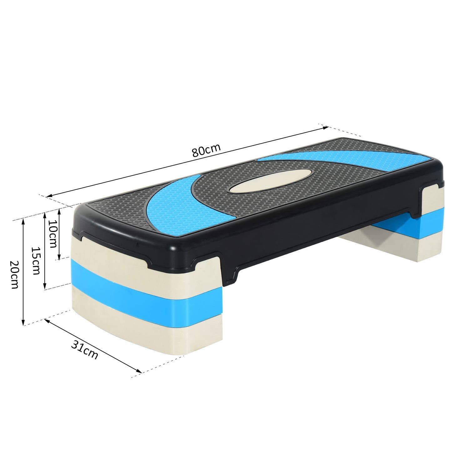 HOMCOM Step Fitness HOMCOM 80x31x20 cm Negro y azul