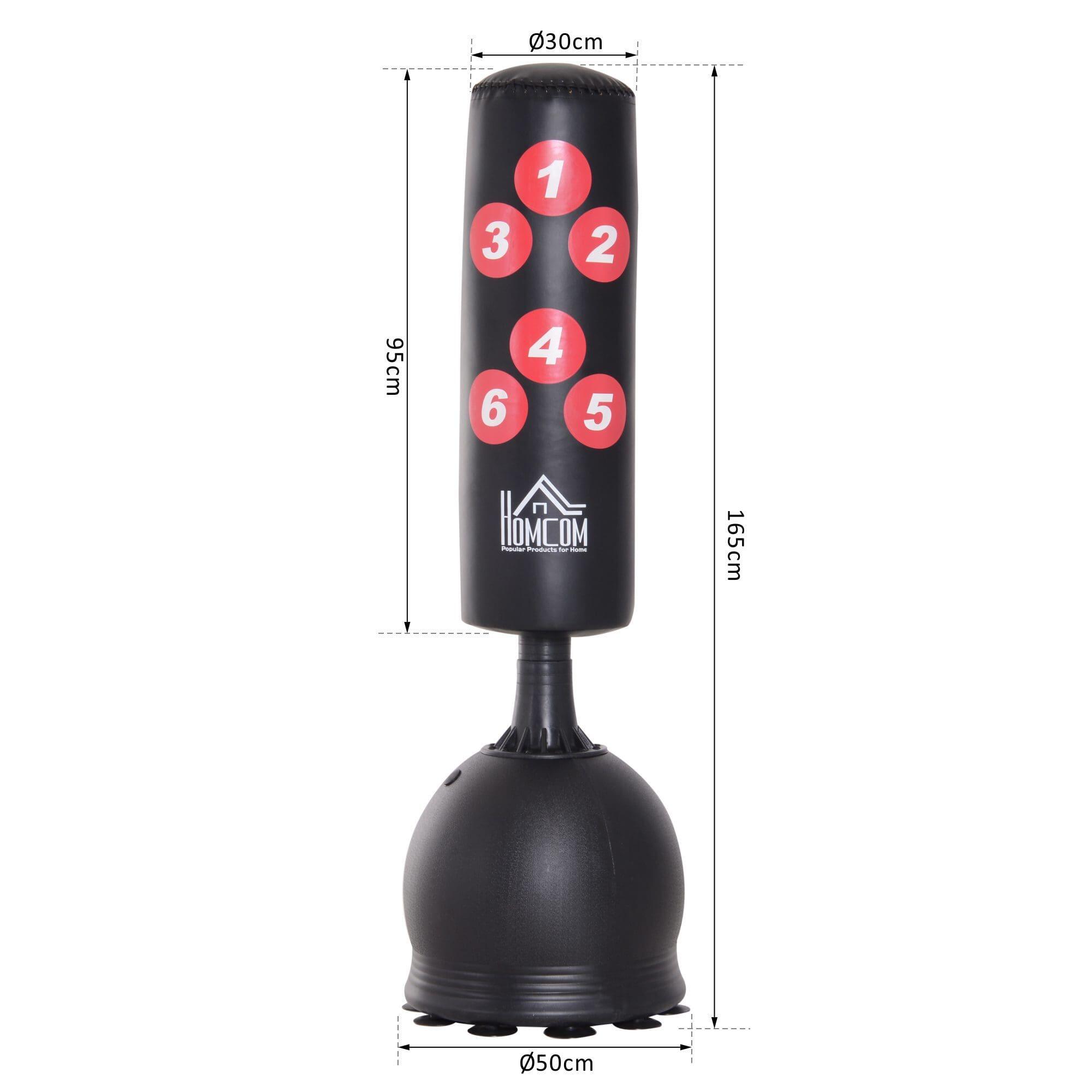 HOMCOM Saco de Boxeo de Pie HOMCOM 50x50x165cm Negro