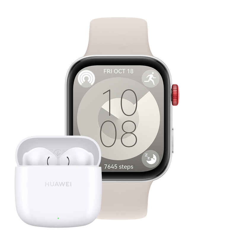 Huawei Watch Fit 3 Smartwatch pink + FreeBuds SE 2 Headset Weiß