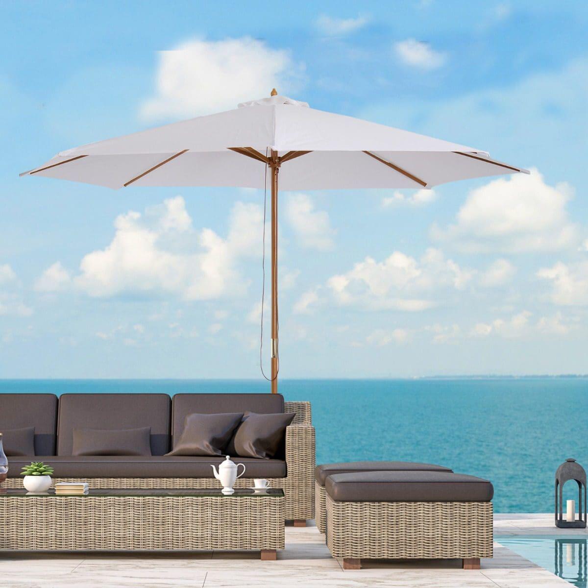 Chapéu de Sol de 300cmx250cm Branco Outsunny