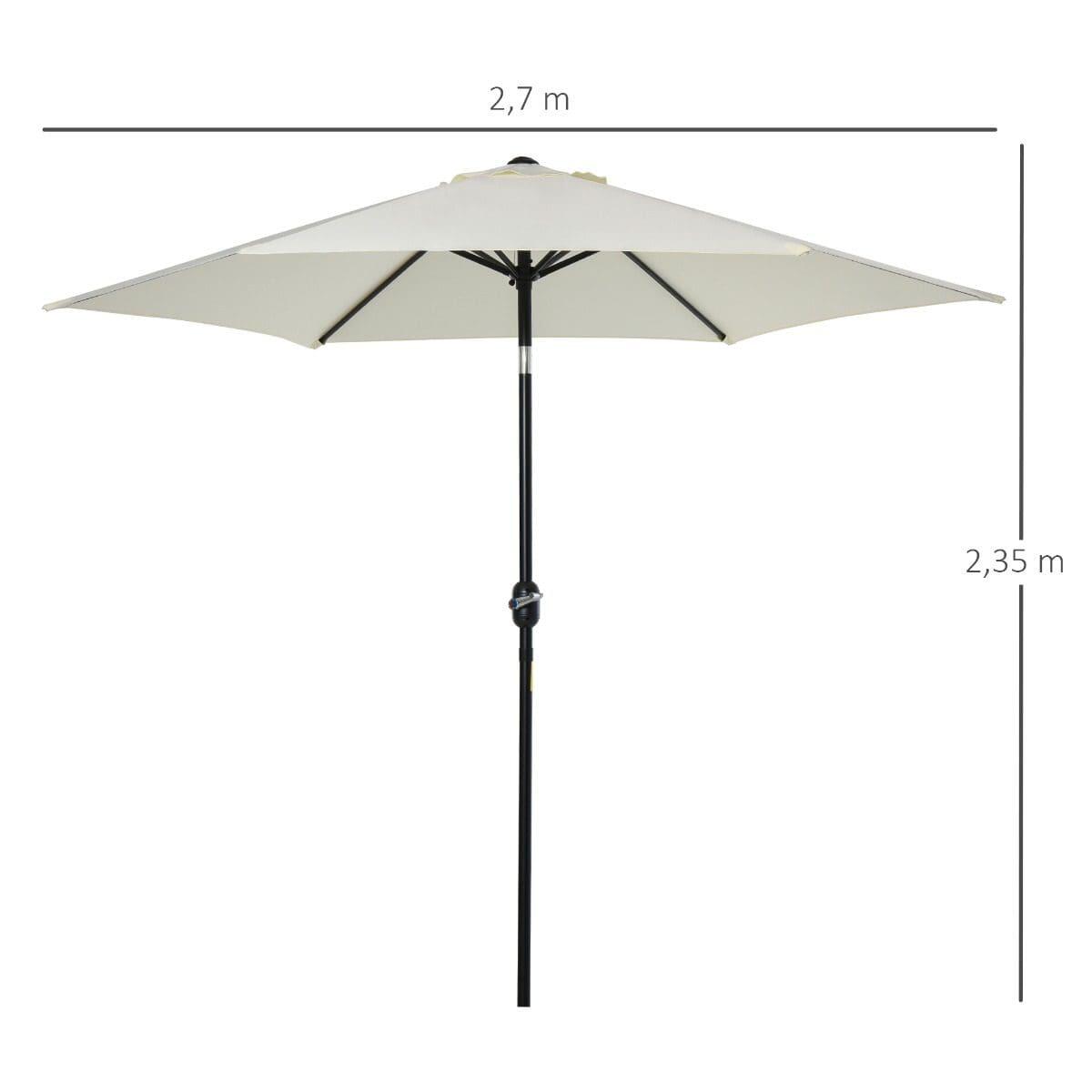 OUTSUNNY Chapéu de Sol de  270x270x235 cm Creme branco Outsunny