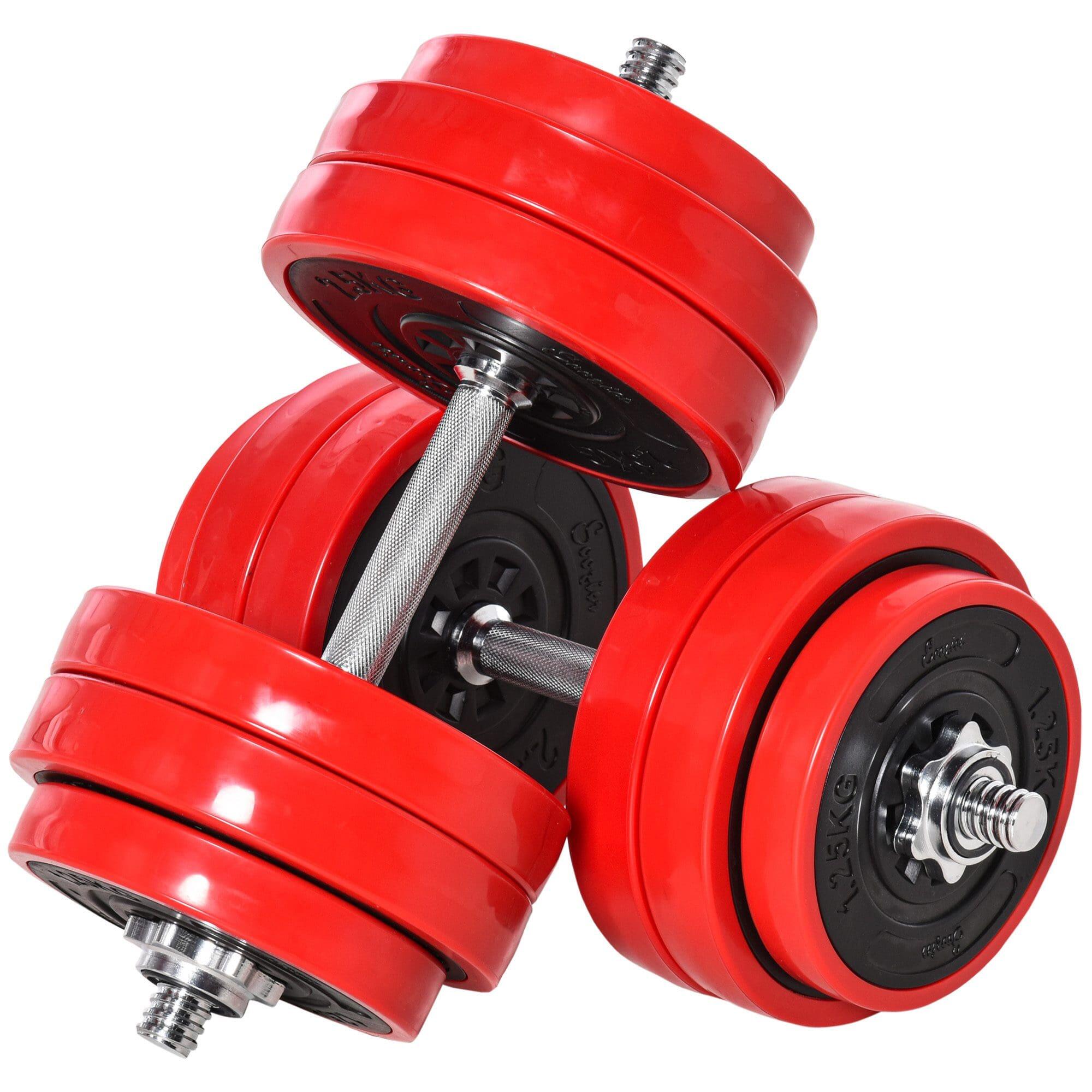 Conjunto de halteres ø21.5x3.8cm preto e vermelho homcom