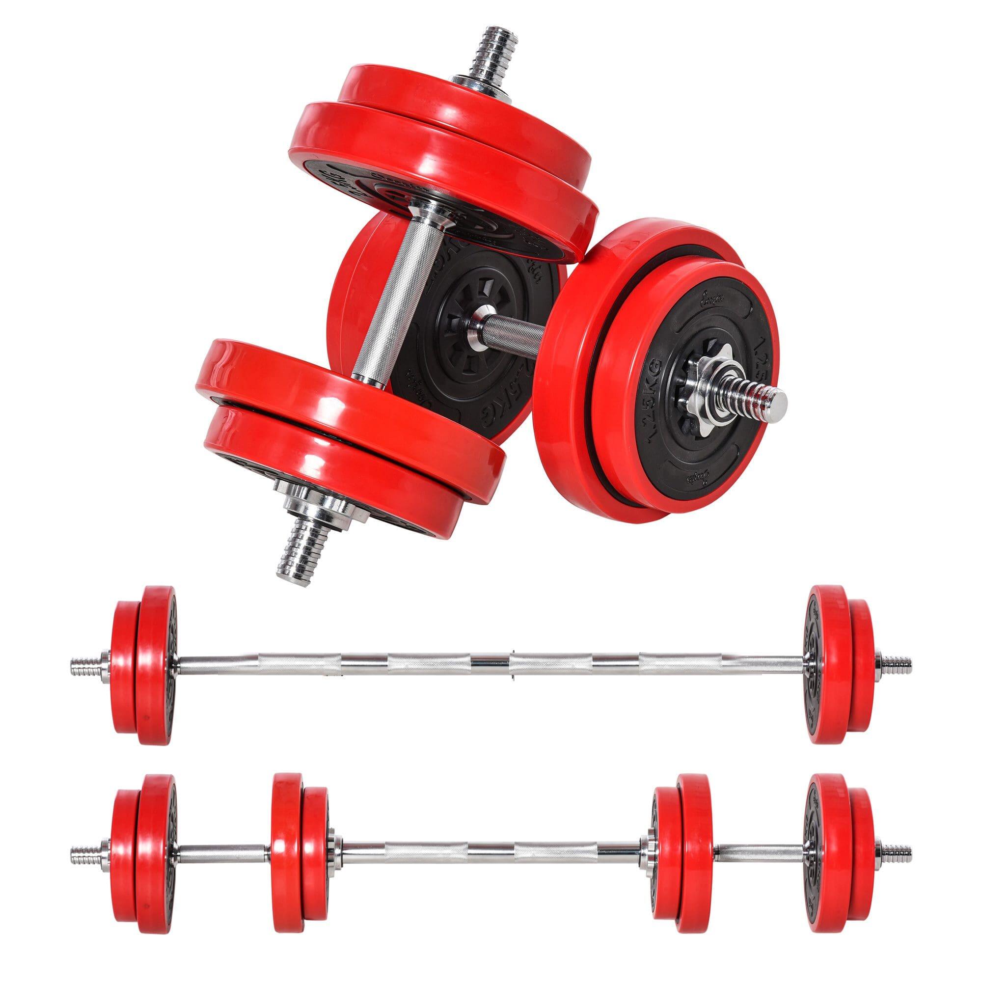 HOMCOM Conjunto de Halteres Ø21.5x3.8cm Preto e Vermelho HOMCOM