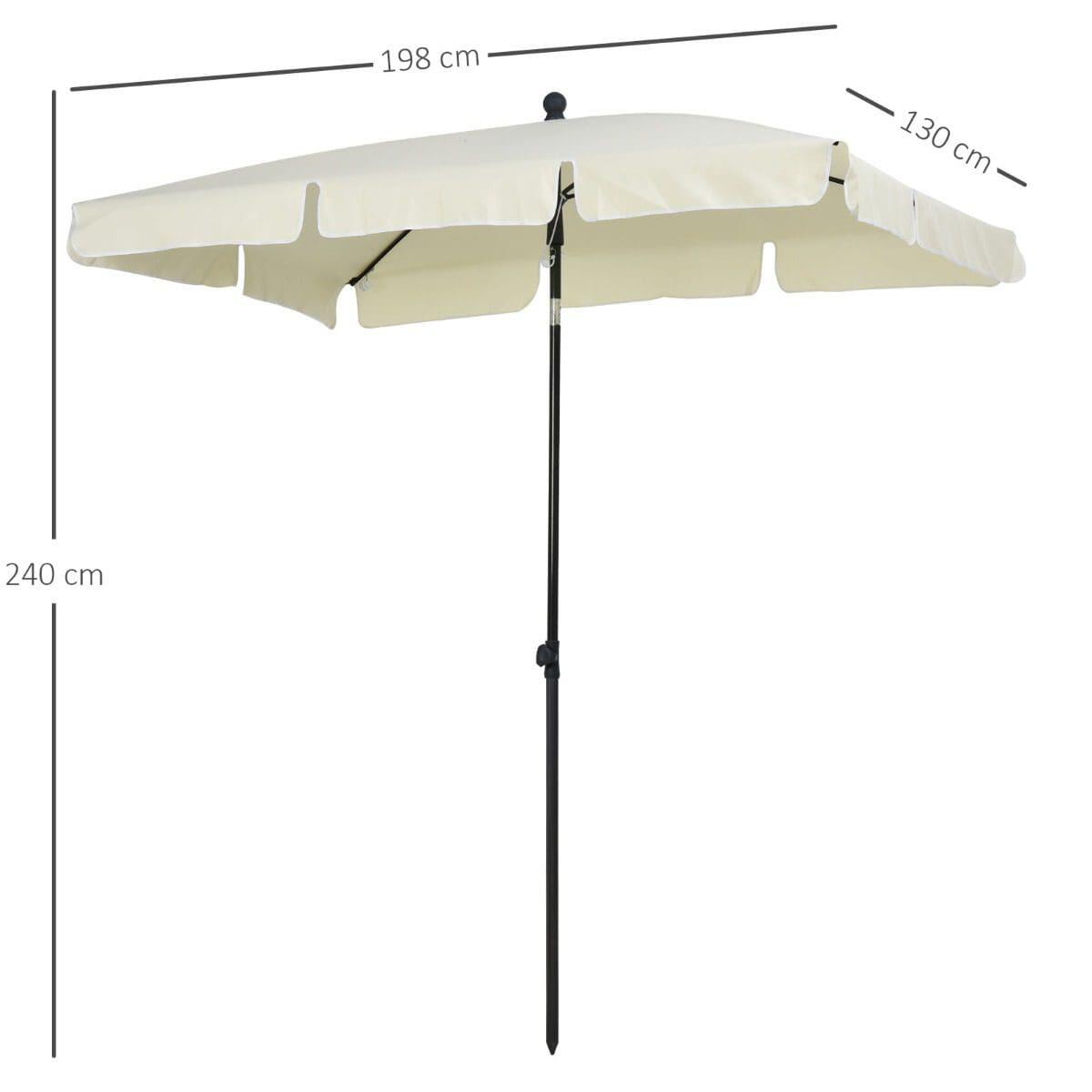 Chapéu de Sol de 198x130x240 cm Creme branco Outsunny