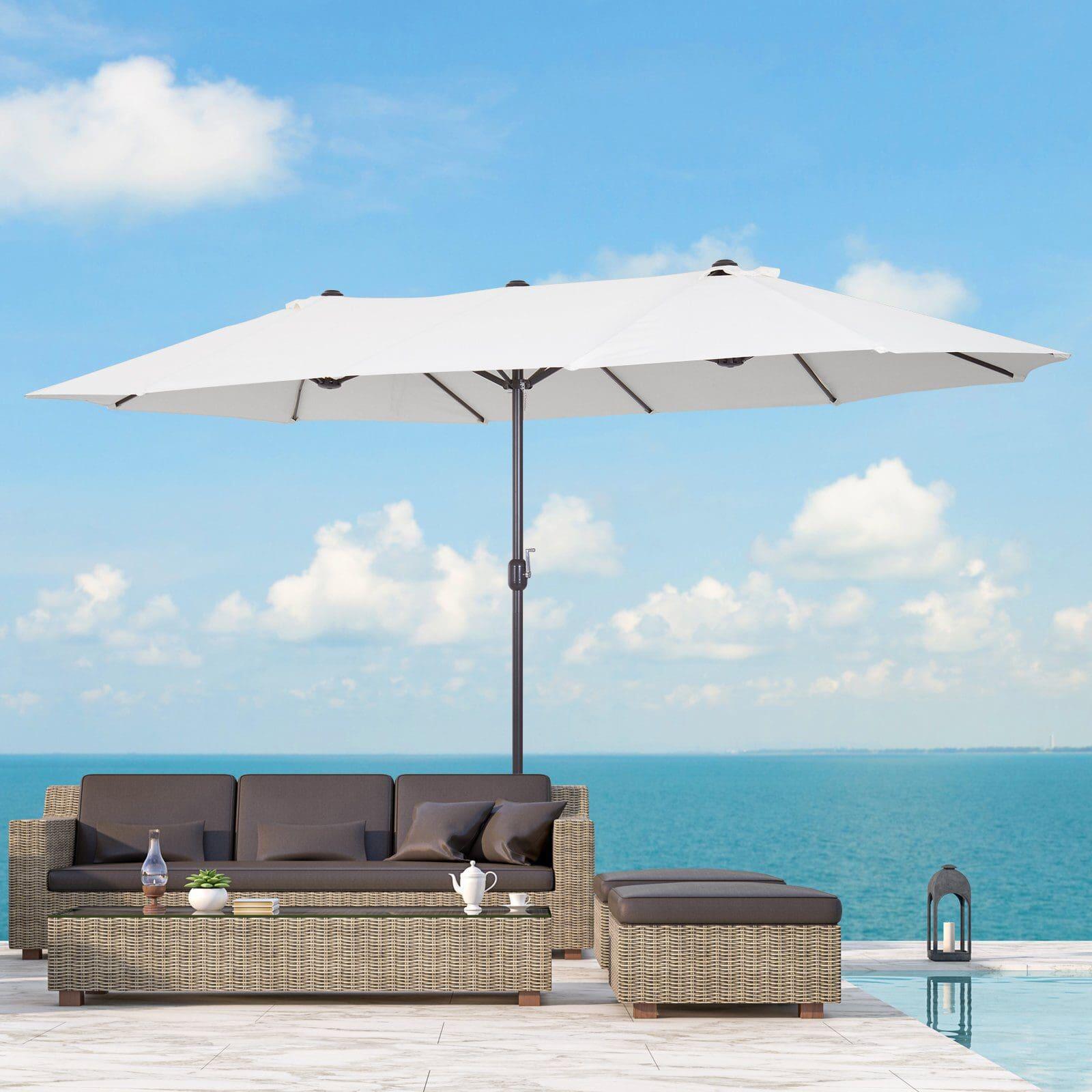 OUTSUNNY Sombrilla Outsunny 455x265x238 cm Beige